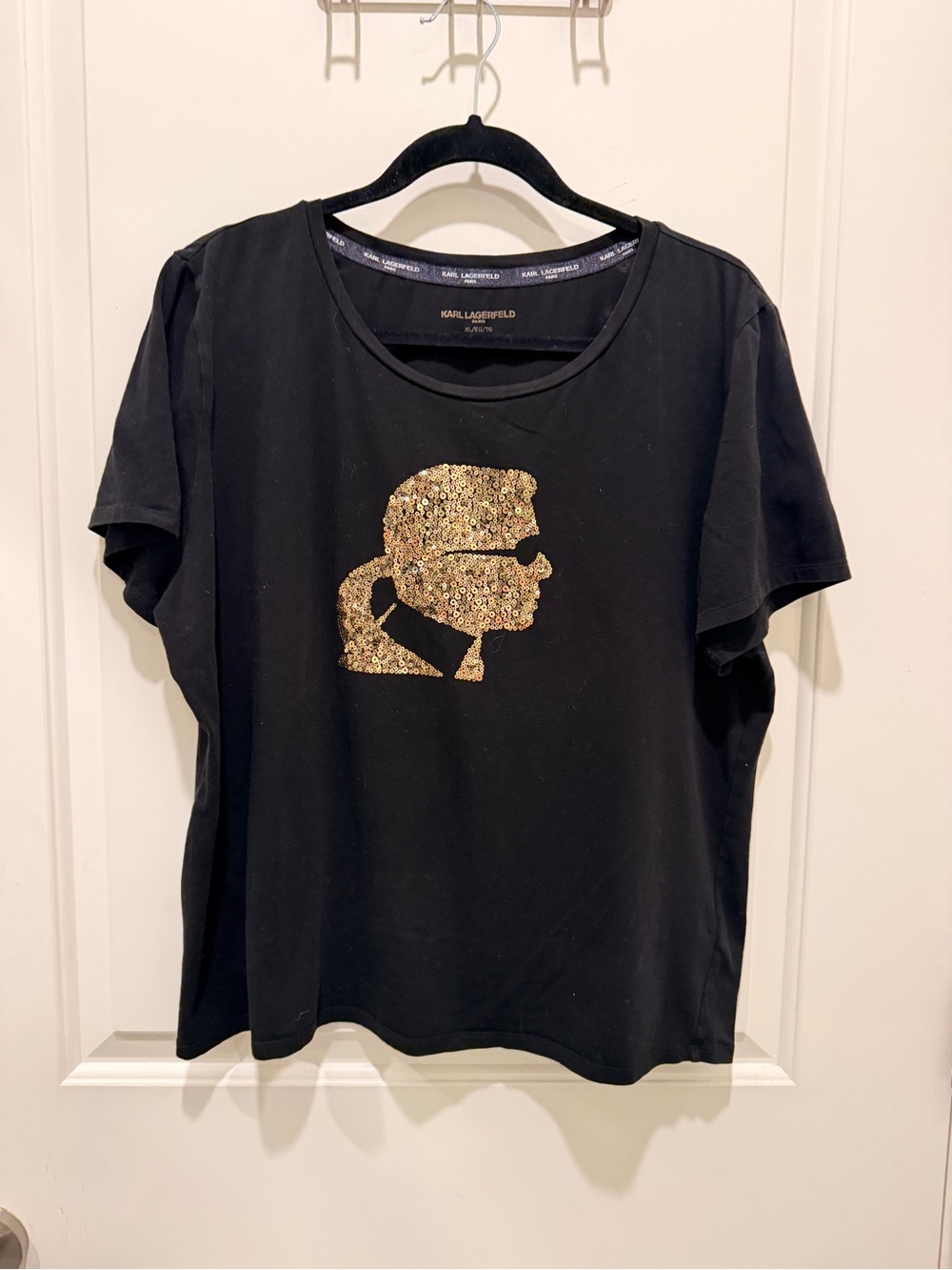 Karl Lagerfeld Paris Sequin
Portrait T-Shirt Size XL Black